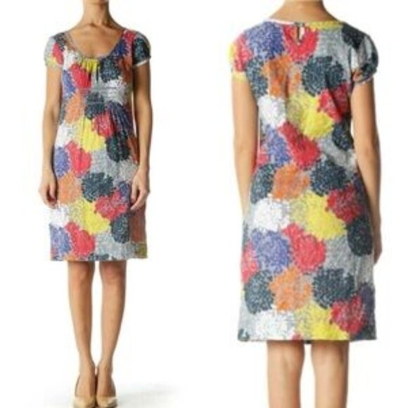 Boden Dresses & Skirts - Boden Dress Womens 2R Floral Bold Cap Sleeve Lightweight Blue Yellow Red Orange